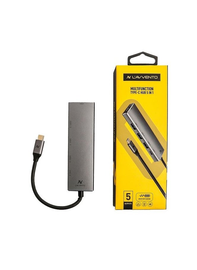 LAVVENTO LAVVENTO Type-C Hub 5in 1 - 3 USB 3.0, HDMI 4K 87W PD Power Output US015  - Image 1