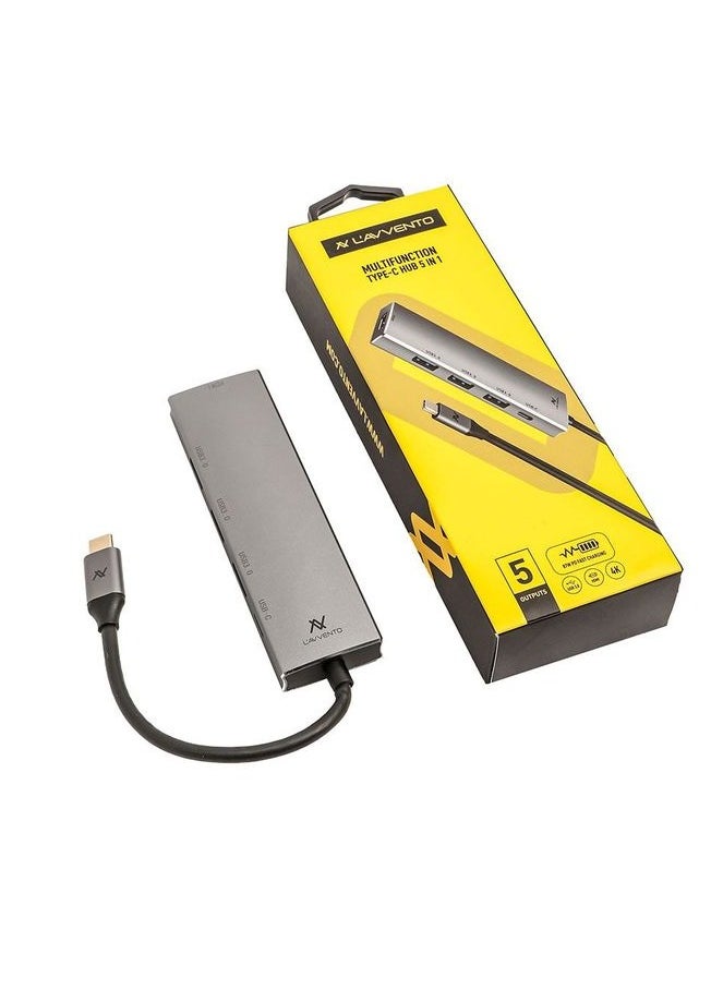 LAVVENTO LAVVENTO Type-C Hub 5in 1 - 3 USB 3.0, HDMI 4K 87W PD Power Output US015  - Image 3