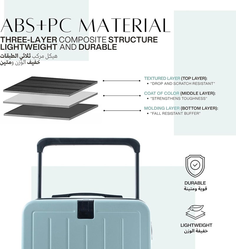TEREPLUS® 20-inch Carry On Luggage Travel Suitcase with USB Port and Silent Wheels - Image 3