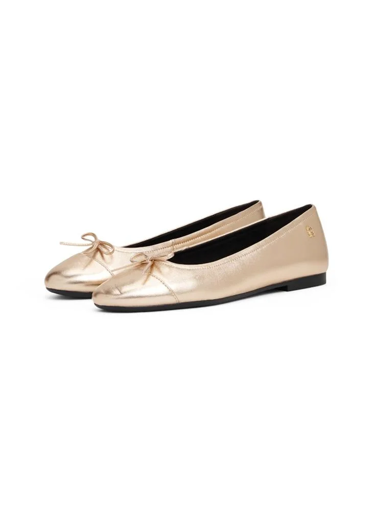 TOMMY HILFIGER Metallic Leather TH Monogram Ballerinas