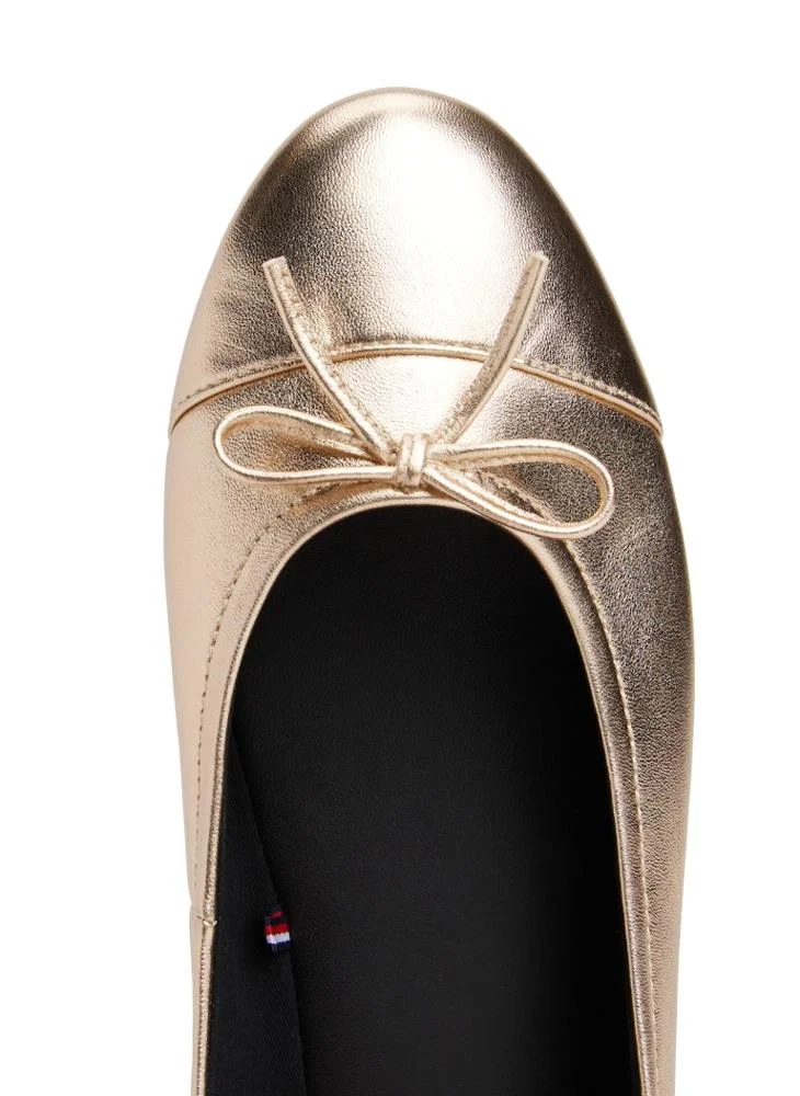 TOMMY HILFIGER Metallic Leather TH Monogram Ballerinas