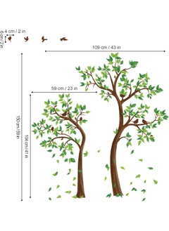 decalmile decalmile Green Tree Wall Stickers Flying Leaves Birds Wall Decals Bedroom Living Room Sofa TV Background Wall Decor  - Image 4