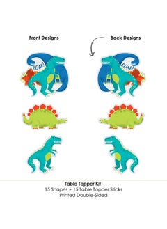 Big Dot of Happiness Roar Dinosaur Dino Mite Trex Baby Shower Or Birthday Party Centerpiece Sticks Table Toppers Set Of 15  - Image 5