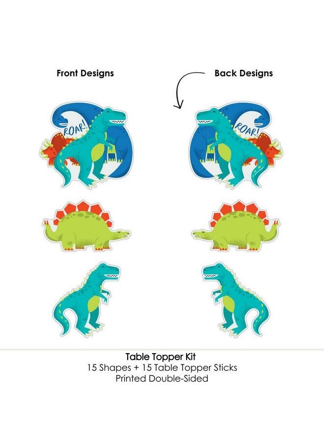 Big Dot of Happiness Roar Dinosaur Dino Mite Trex Baby Shower Or Birthday Party Centerpiece Sticks Table Toppers Set Of 15  - Image 5