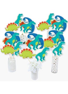 Big Dot of Happiness Roar Dinosaur Dino Mite Trex Baby Shower Or Birthday Party Centerpiece Sticks Table Toppers Set Of 15  - Image 1