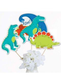 Big Dot of Happiness Roar Dinosaur Dino Mite Trex Baby Shower Or Birthday Party Centerpiece Sticks Table Toppers Set Of 15  - Image 3
