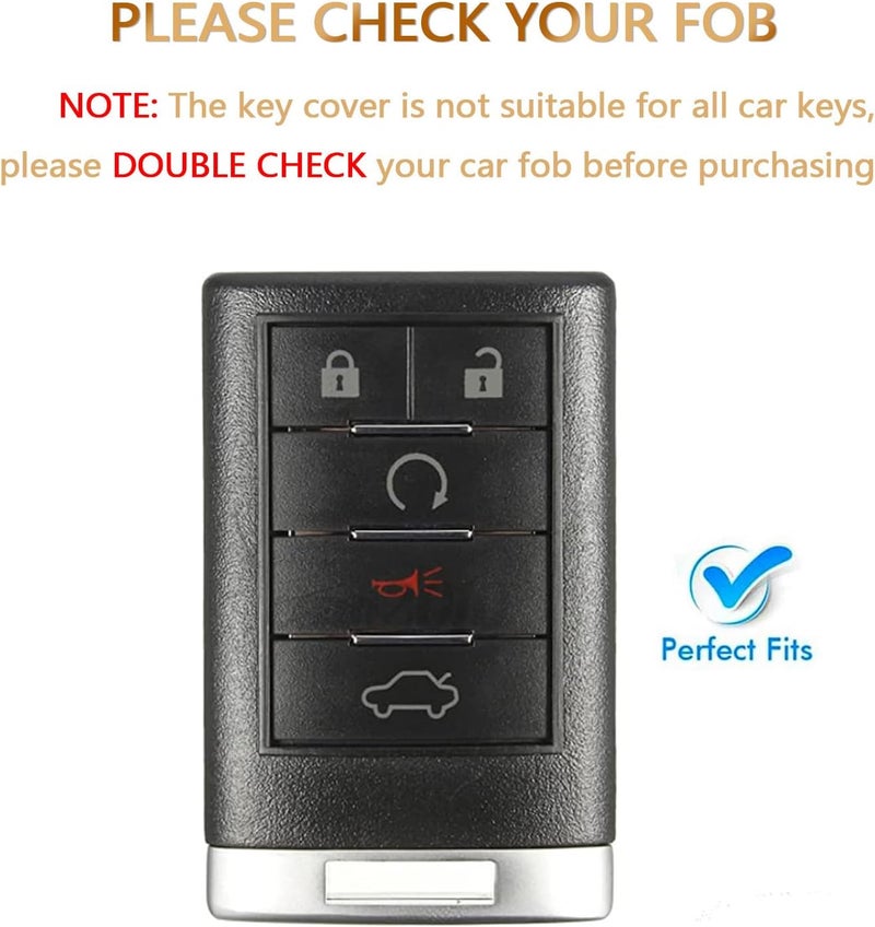 OFFCURVE Key Fob Cover with Keychain for Cadillac, TPU Car Key Case Protector for Cadillac SRX ATS ELR XTS 2010 2011 2012 2013 2014 2015 Keyless Entry Remote Control Start Car Key Accessories, Blue - Image 2