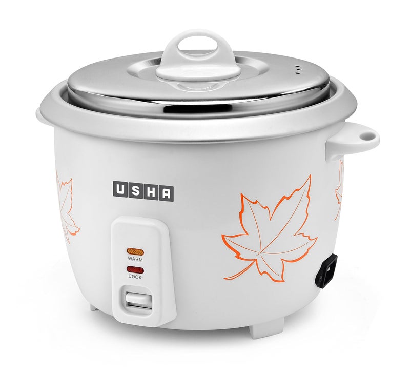 USHA Rc18Ss1 D 700 Watt 1.8 Litres Automatic Rice Cooker With Powerful Heating Element,Keep Rice Warm For 5 Hrs,Steamer,Trivet Plate&More Accessories,5 Yrs Warranty (White),With Stainless Steel Lid - Image 2