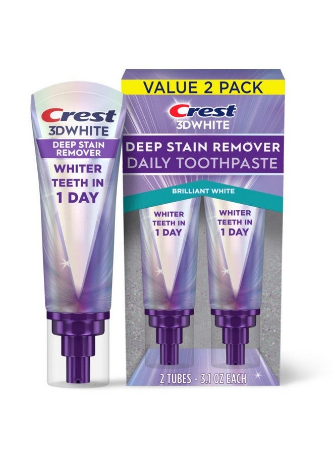 كرست معجون أسنان كريست ثري دي وايت بريليانس لإزالة البقع العميقة، بياض لامع - 3.1 أونصة/عبوة من قطعتين - Image 1