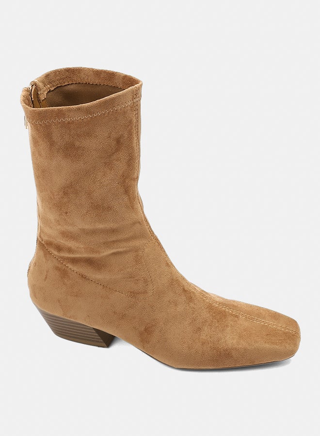 ديجافو حذاء ديجافو PRD-DVTX-001 حذاء نصف رقبة من جلد الغزال البيج بسحاب للنساء - Image 1