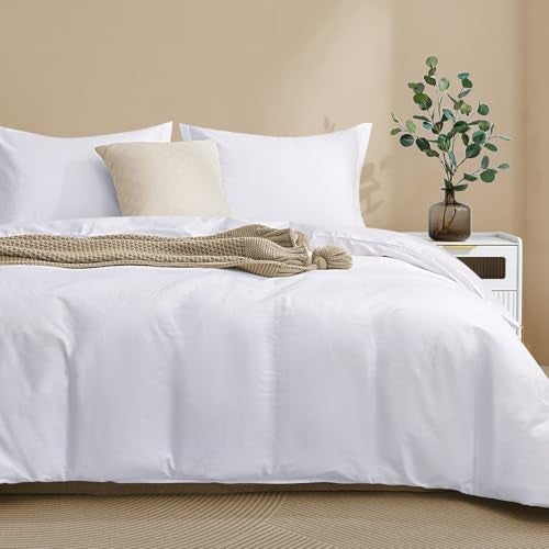 Colourful Snail 100-Percent Cotton Duvet Cover Set, Hidden Zipper Closure, Ultra Soft, Easy Care and Durable, Simple Bedding Style, King, White (Comforter Not Included) - Image 1
