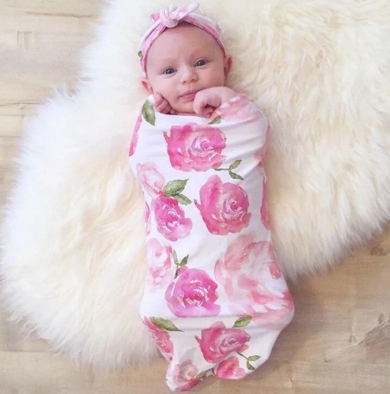 Y&D Newborn Swaddle Sleeping Bag with Headband Set - Organic Cotton Baby Wrap Swaddlers Cocoon - Image 2
