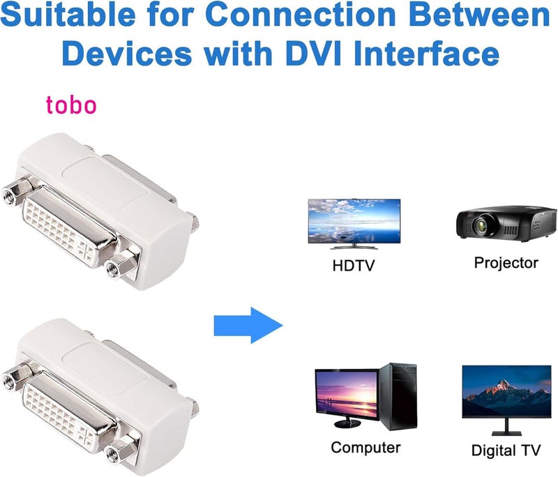Tobo DVI Adapter Female to Female, DVI-I to DVI-I Coupler to Extend Monitor Cable Compatible with PC Desktop Computer Monitor Projector (TD-1393CC) - Image 5