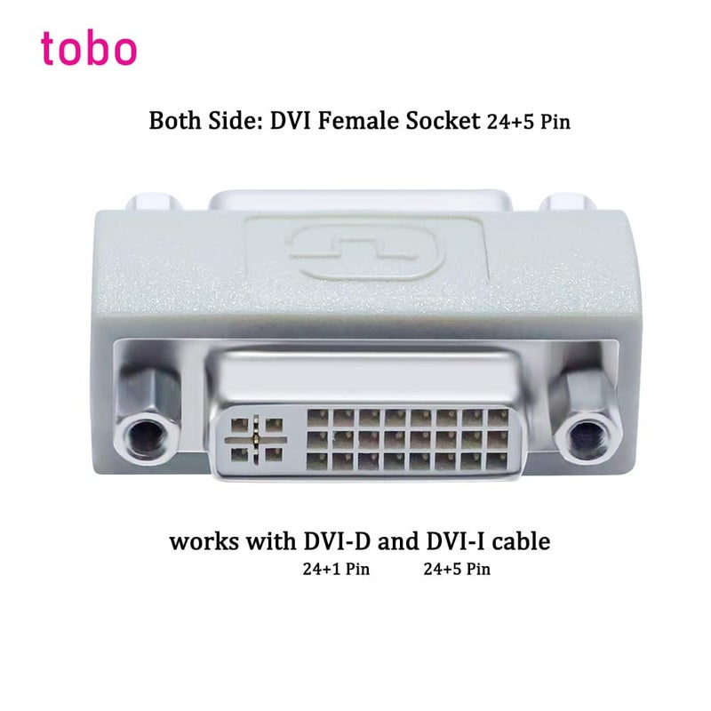 Tobo DVI Adapter Female to Female, DVI-I to DVI-I Coupler to Extend Monitor Cable Compatible with PC Desktop Computer Monitor Projector (TD-1393CC) - Image 2