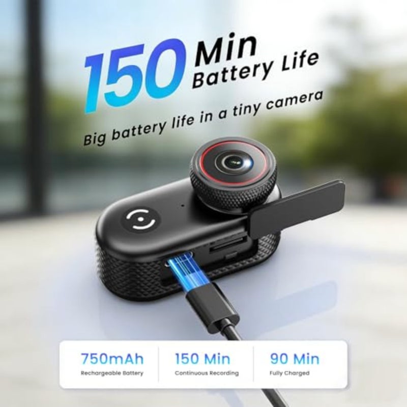 4K Mini Body Camera Wearable POV Action Cam with 1.47 Screen, 150-Min Battery, Magnetic Clip Mount Thumb-Size Sports Camera for Work, Travel, Pets and More - Image 5