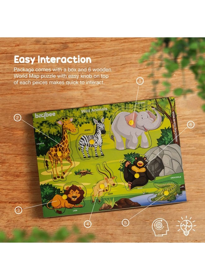 BAYBEE Baybee Wooden English Alphabets and Color Learning Educational Board for Kids, A to Z English Alphabets Puzzle with Knob, Educational Learning Wooden Puzzle Board for Kids (Wild Animals)  - Image 4