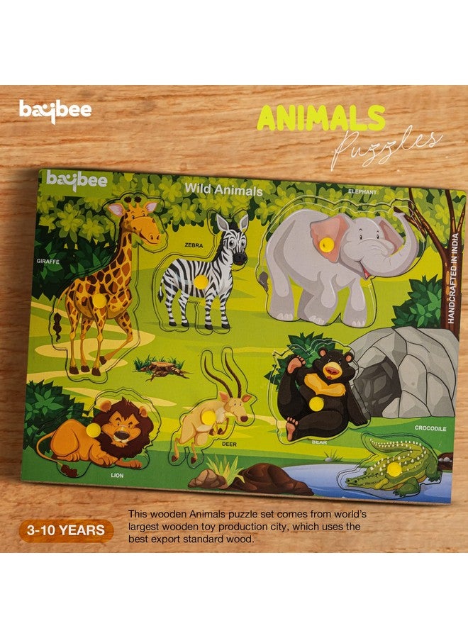 BAYBEE Baybee Wooden English Alphabets and Color Learning Educational Board for Kids, A to Z English Alphabets Puzzle with Knob, Educational Learning Wooden Puzzle Board for Kids (Wild Animals)  - Image 3