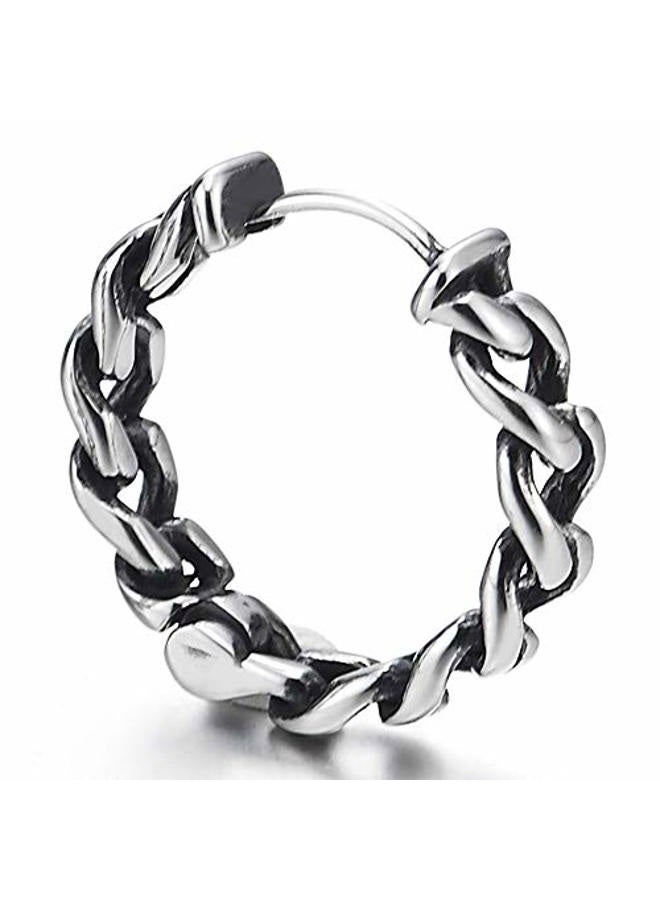 COOLSTEELANDBEYOND Pair Stainless Steel Vintage Tribal Curb Chain Wreath Huggie Hinged Hoop Earrings Unisex Men Women - Image 3