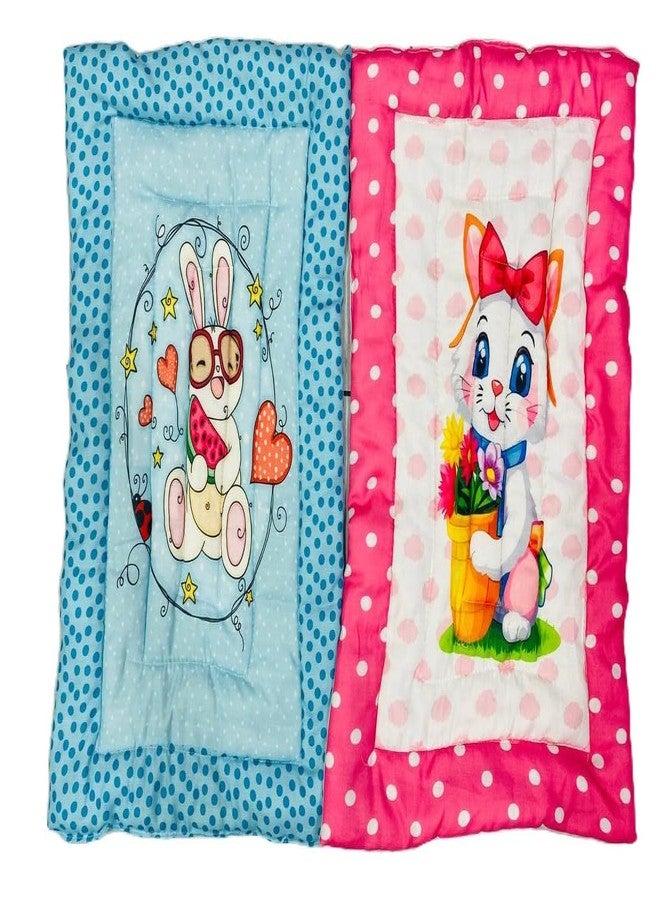 RUMPES New Born Baby Godadi Set Soft Cotton Baby godi | Godari | Baby Bedding Sheet | Crib Sheet | Cartoon Mats Baby Bed (Pack of 2) (Pink,Blue) - Image 1