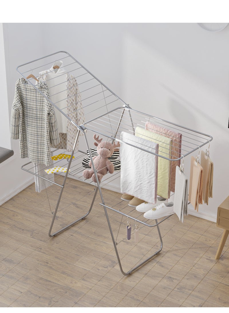 ALMUFARREJ 2-Shelves Galvanised Steel Laundry Rack Silver - Image 4