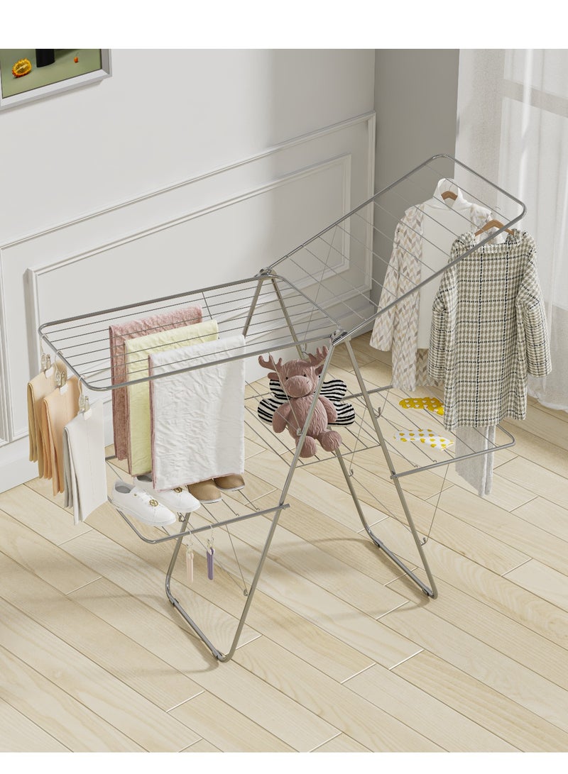 ALMUFARREJ 2-Shelves Galvanised Steel Laundry Rack Silver - Image 2