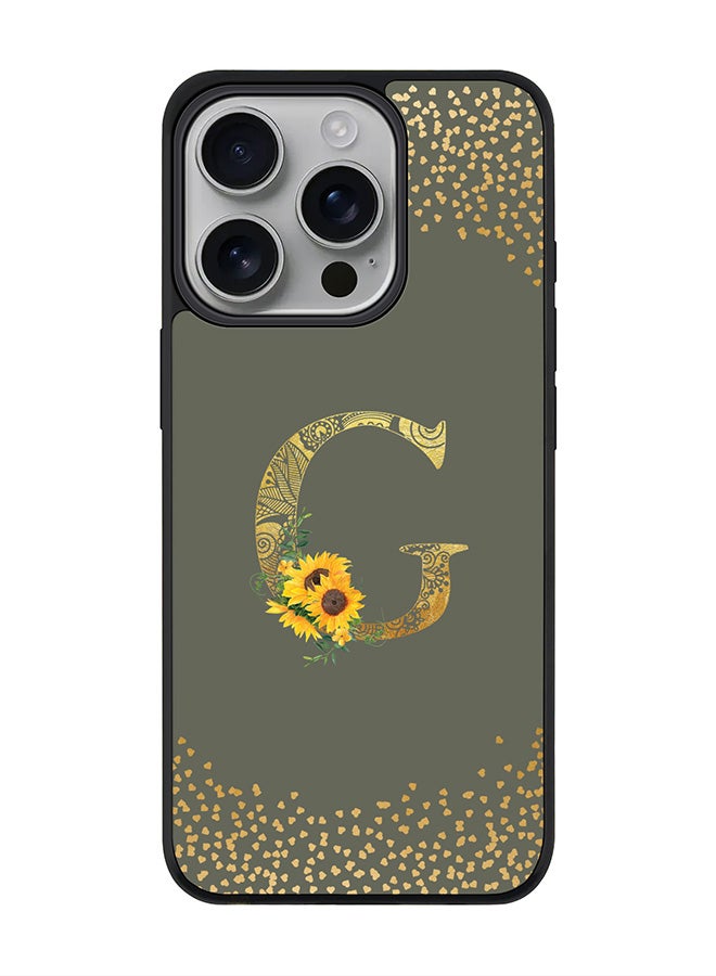 Stylizedd For iPhone 16 Pro Case [Compatible with MagSafe] Slim Magnetic cover Phone Case iPhone 16 Pro -Custom Floral Monogram - G (Olive Green ) - Image 1