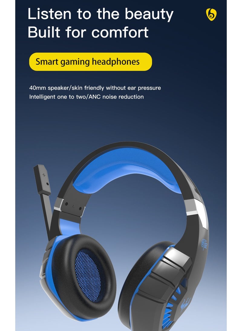 أوفلينج سماعة ألعاب ستيريو GT82 لجهاز PS4 PC Xbox One PS5 Controller، سماعات رأس فوق الأذن مزودة بخاصية إلغاء الضوضاء مع ميكروفون، إضاءة LED، صوت محيطي 7.1، سدادات أذن ناعمة الذاكرة لجهاز Nintendo Xbox Series X|S - Image 2