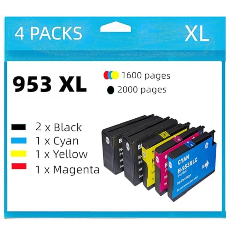 خرطوشة حبر بديلة متوافقة لطابعات HP 953XL 953 XL، مناسبة لطابعات HP Officejet Pro 7720، 7730، 7740، 8710، 8715، 8720، و8725، 5 عبوات - Image 1