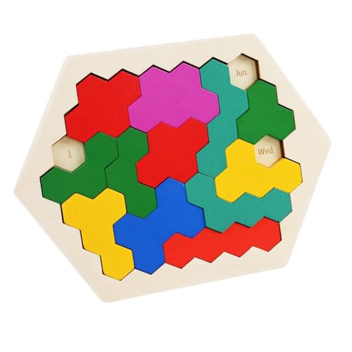 Cubelelo Drift Honeycomb Weekday Calendar Puzzle | A-Puzzle-A-Day | Premium Wooden Challenging Hexagon Shape Tetris Tangram Brain Storming Toy for Kids & Adults | Ideal Gift for Ages 3 and Above - Image 1