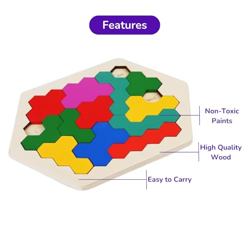 Cubelelo Drift Honeycomb Weekday Calendar Puzzle | A-Puzzle-A-Day | Premium Wooden Challenging Hexagon Shape Tetris Tangram Brain Storming Toy for Kids & Adults | Ideal Gift for Ages 3 and Above - Image 2