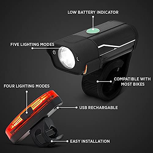 RESHNE® New Waterproof LED USB Charging Smart Bicycle Bike Headlight and Taillight Combo Set - Image 4