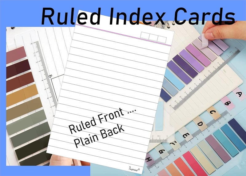 Imprint Ruled Index Cards. Size - 4 x 6 Ruled. 50 Cards, 220 GSM thick with 10 Colour Book tabs of 200 Pc Pack. - Image 5
