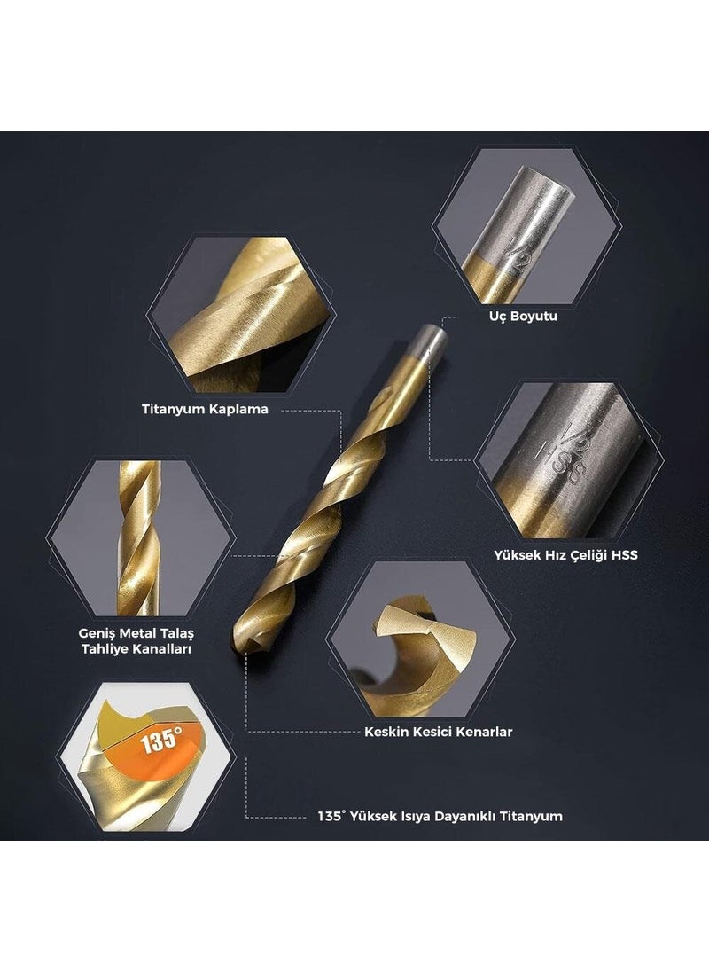 CAT DA02901 16 Pieces Professional Titanium Coated Hss Metal Drill Bit  - Image 4