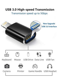 ECVV كابل OTG لمحول ECVV Lightning ذكر إلى USB3.0 أنثى، كابل مزامنة بيانات OTG لمحول كاميرا USB محمول مع iPhone/iPd/محرك أقراص فلاش USB/قارئ بطاقات/كاميرا/ماوس/لوحة مفاتيح MIDI  - Image 2