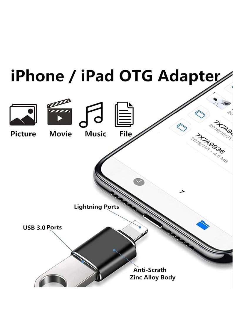ECVV كابل OTG لمحول ECVV Lightning ذكر إلى USB3.0 أنثى، كابل مزامنة بيانات OTG لمحول كاميرا USB محمول مع iPhone/iPd/محرك أقراص فلاش USB/قارئ بطاقات/كاميرا/ماوس/لوحة مفاتيح MIDI  - Image 3