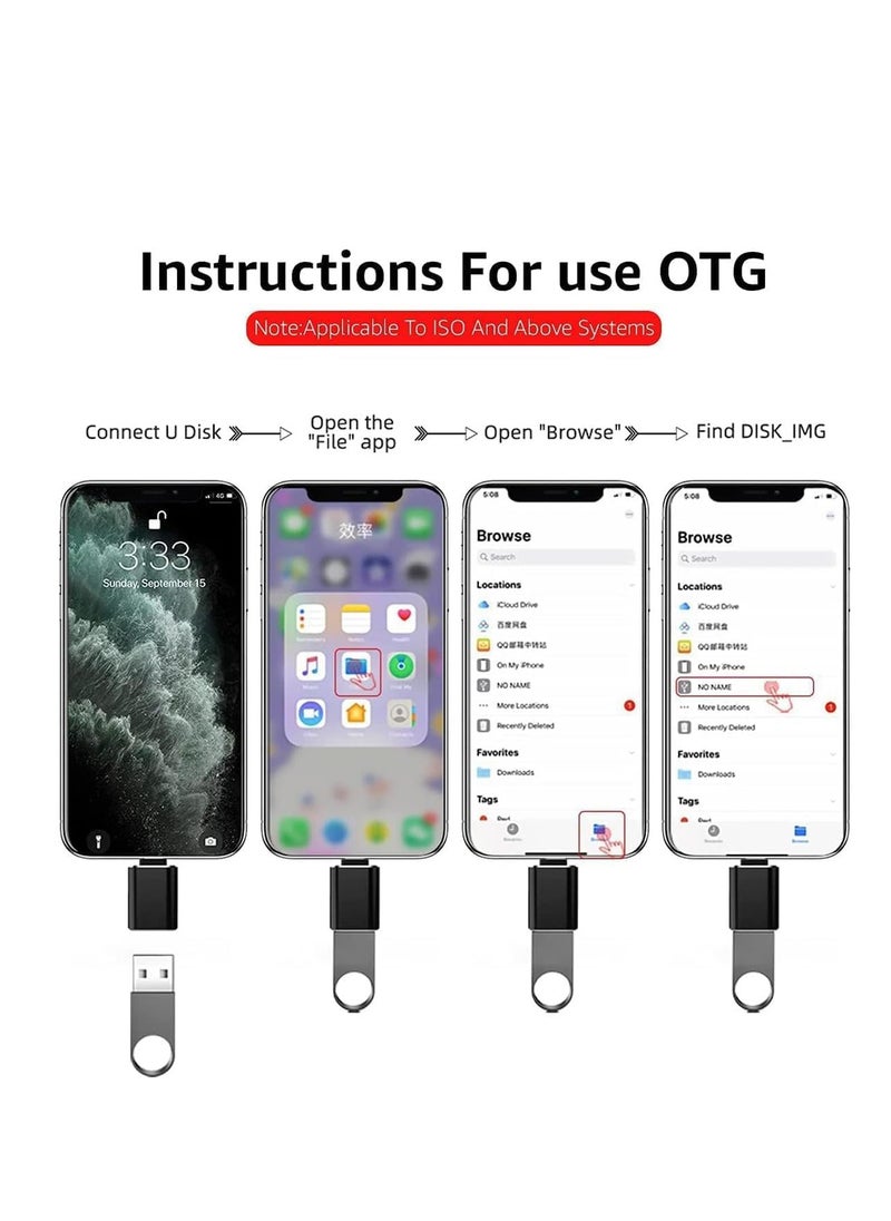 ECVV كابل OTG لمحول ECVV Lightning ذكر إلى USB3.0 أنثى، كابل مزامنة بيانات OTG لمحول كاميرا USB محمول مع iPhone/iPd/محرك أقراص فلاش USB/قارئ بطاقات/كاميرا/ماوس/لوحة مفاتيح MIDI  - Image 5
