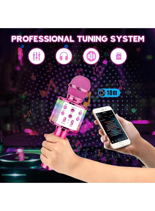 KIIUMI Wireless Bluetooth Karaoke Microphone for Kids, 5-in-1 Portable Handheld Karaoke Mic Speaker Player Recorder with Adjustable Remix FM Radio for Kids Girls Boys Teens Birthday(Pink) - Image 5