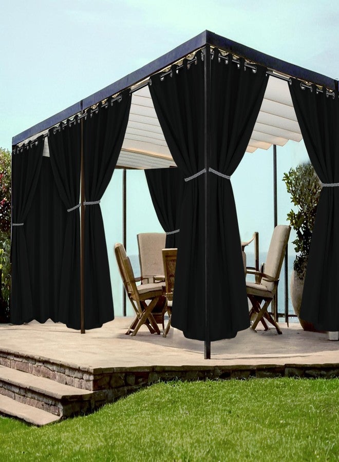 HolidayIdeas Grommet Outdoor Curtains for Patio Waterproof 8 Pcs All Weather Balcony Black Outside Curtains for Apartments, Gazebo, Pergolas, Porch, 54x84 Inch - Image 1