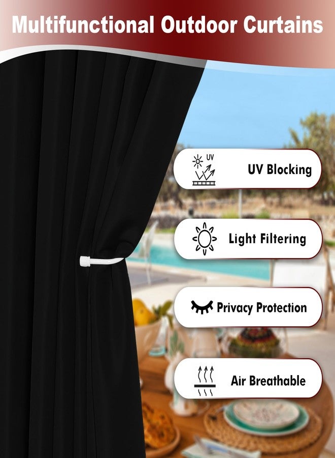 HolidayIdeas Grommet Outdoor Curtains for Patio Waterproof 8 Pcs All Weather Balcony Black Outside Curtains for Apartments, Gazebo, Pergolas, Porch, 54x84 Inch - Image 3
