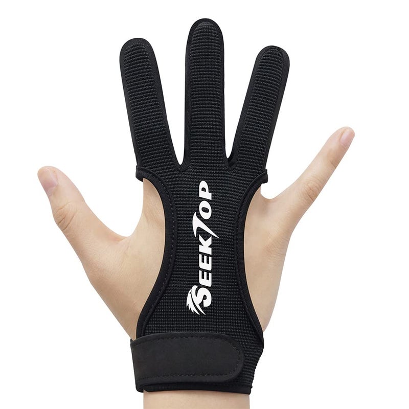 Seektop Archery Gloves Shooting Hunting Leather Three Finger Protector for Youth Adult Beginner -S - Image 1