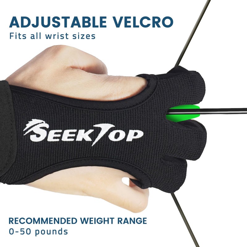 Seektop Archery Gloves Shooting Hunting Leather Three Finger Protector for Youth Adult Beginner -S - Image 5