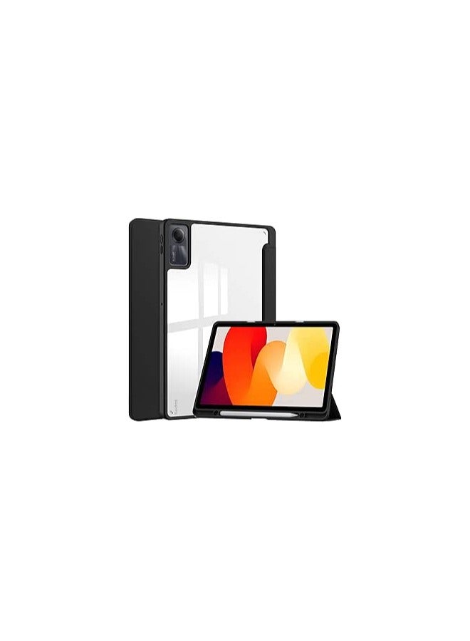 Protective Tablet PC Case Slim Case compatible with Redmi Pad SE Case 11 with Clear Transparent Back and TPU Shockproof Frame Cover,Auto Sleep/Pencil Holder (Black) - Image 1