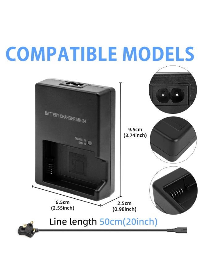 MH-24 Battery Charger for EN-EL14 EN-EL14A Battery Compatible with Nikon D3100 D3200 D3300 D3400 D3500 D5100 D5200 D5300 D5500 D5600 P7000 P7100 P7700 P7800 SLR Cameras - Image 3