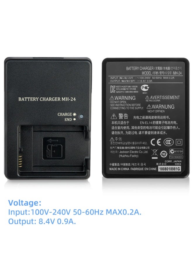 MH-24 Battery Charger for EN-EL14 EN-EL14A Battery Compatible with Nikon D3100 D3200 D3300 D3400 D3500 D5100 D5200 D5300 D5500 D5600 P7000 P7100 P7700 P7800 SLR Cameras - Image 5