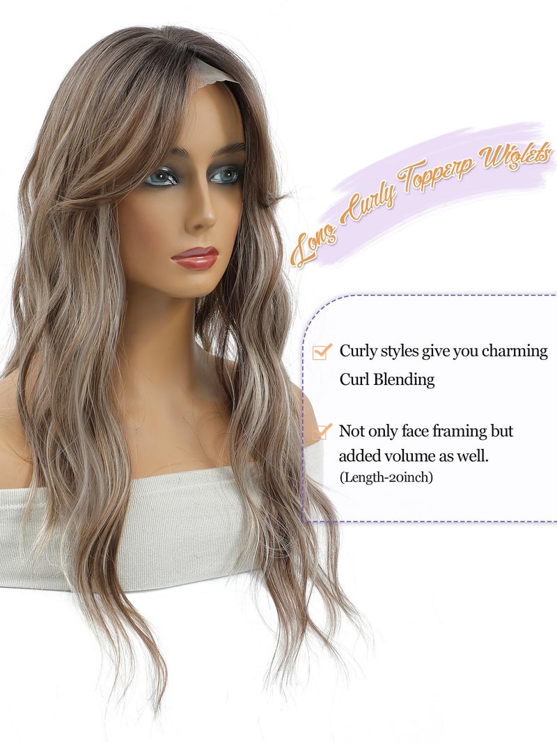 PANEWAY Hair Topper for Women 20 Inch Wavy Synthetic Fiber Topper with Natural Waves, Clip-In Hairpiece for Thinning Hair, Adds Volume & Length, Lightweight & Breathable - Image 4