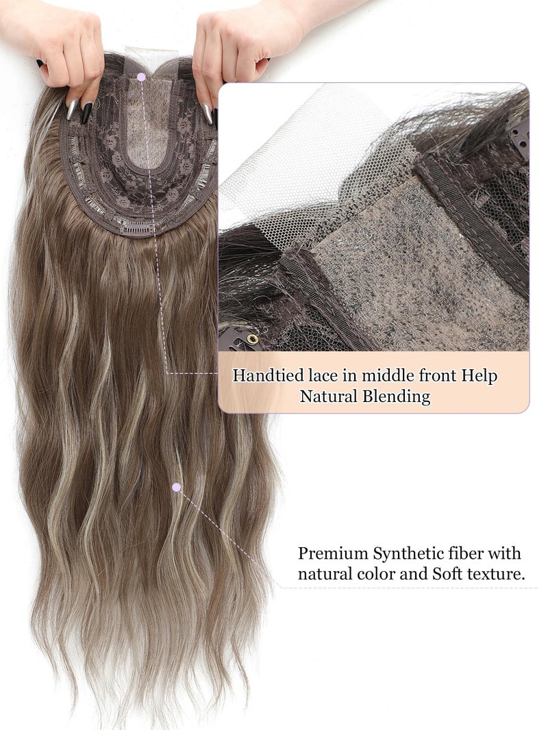 PANEWAY Hair Topper for Women 20 Inch Wavy Synthetic Fiber Topper with Natural Waves, Clip-In Hairpiece for Thinning Hair, Adds Volume & Length, Lightweight & Breathable - Image 2