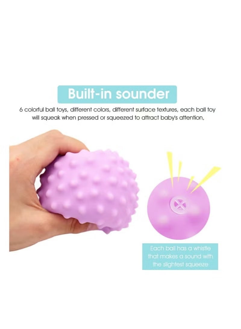 Soft Colorful Sensory Ball Toys for Baby 1 Month to 1 Year Olds for Brain Development Made of Soft Silicone Rubber (Multicolor), 6 Pieces - Image 3