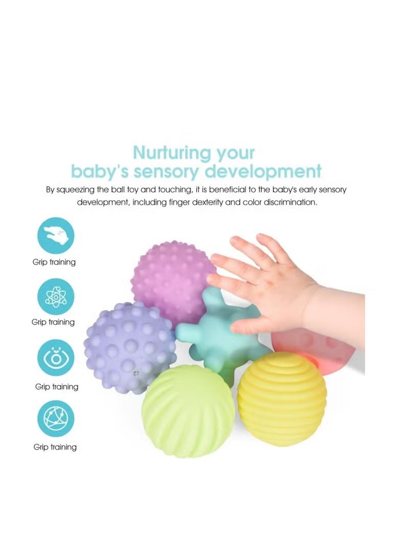 Soft Colorful Sensory Ball Toys for Baby 1 Month to 1 Year Olds for Brain Development Made of Soft Silicone Rubber (Multicolor), 6 Pieces - Image 5