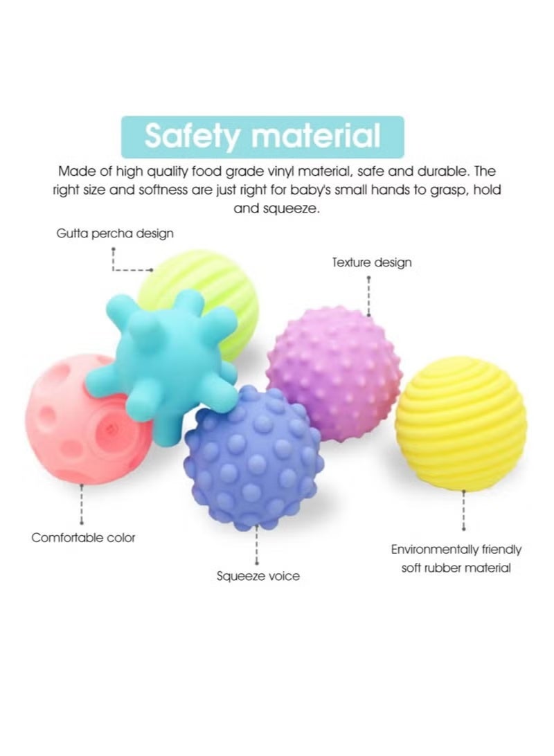 Soft Colorful Sensory Ball Toys for Baby 1 Month to 1 Year Olds for Brain Development Made of Soft Silicone Rubber (Multicolor), 6 Pieces - Image 2