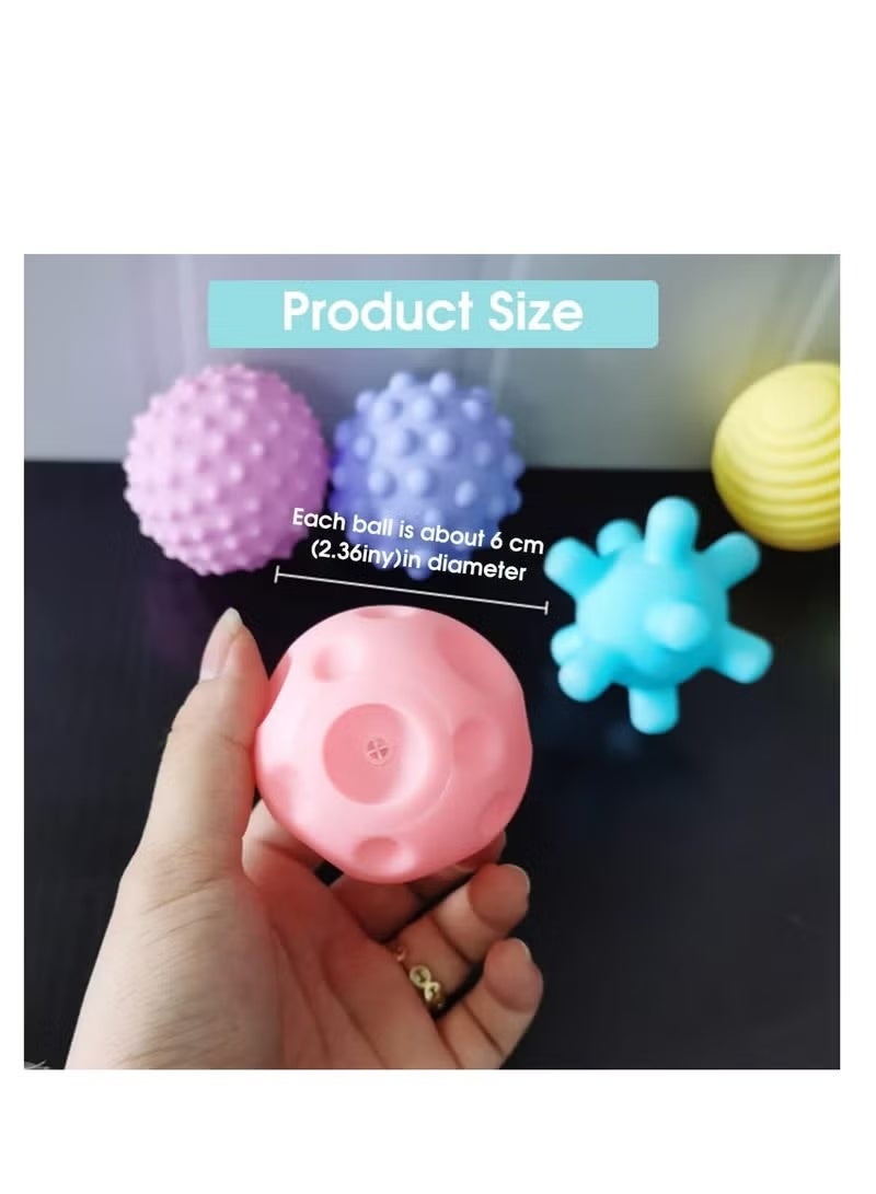 Soft Colorful Sensory Ball Toys for Baby 1 Month to 1 Year Olds for Brain Development Made of Soft Silicone Rubber (Multicolor), 6 Pieces - Image 4